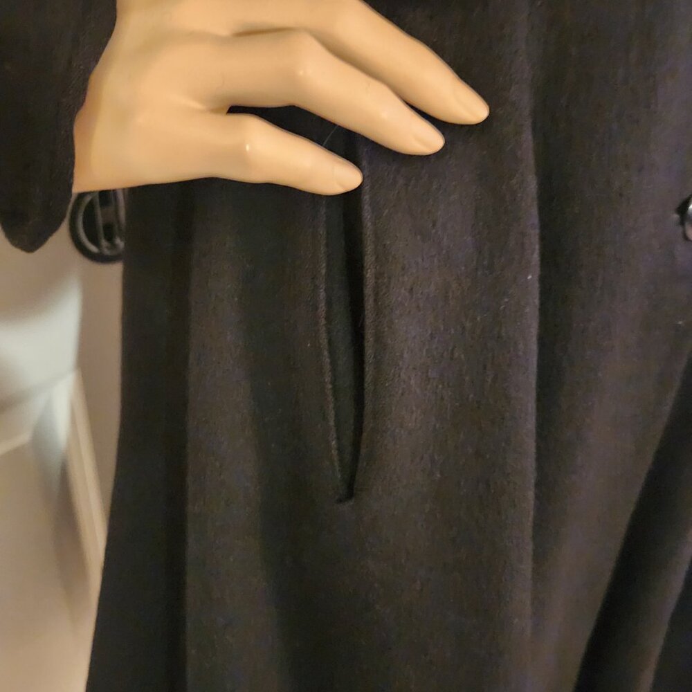 Vintage Princess Black Wool Coat MCM Est Size 2 to 4 Wearable Collectors Item - Picture 7 of 17